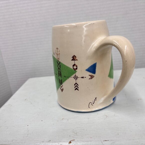 Paige Coull Signed Handmade Pottery Mug Nature Inspired Wolf Woods RARE 12 oz - Picture 5 of 14